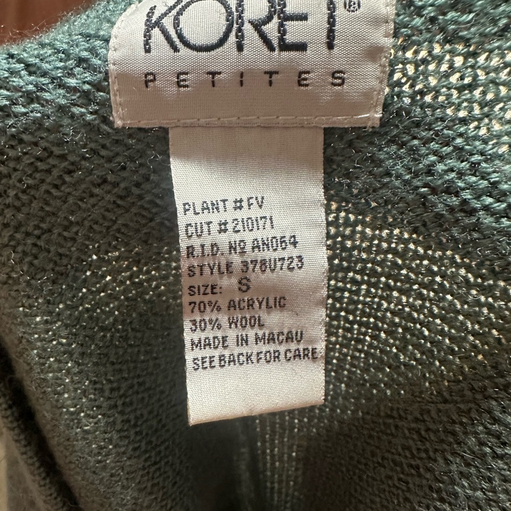 Koret Vintage Wool Blend Green Knit Vest Size Small Petite - Picture 2 of 5